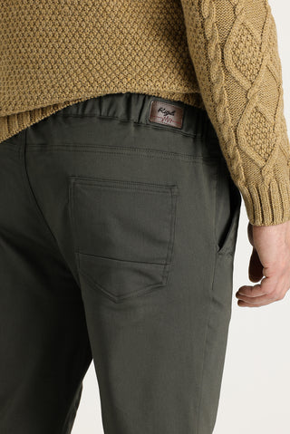 Açık Haki 7 Drop Slim Fit Dar Kesim Beli Lastikli İpli Likralı Kanvas / Chino Pantolon