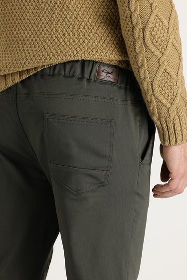 Açık Haki Slim Fit Dar Kesim Beli Lastikli İpli Likralı Kanvas / Chino Pantolon