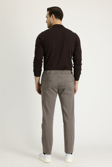 Orta Vizon Slim Fit Dar Kesim Beli Lastikli İpli Likralı Kanvas / Chino Pantolon