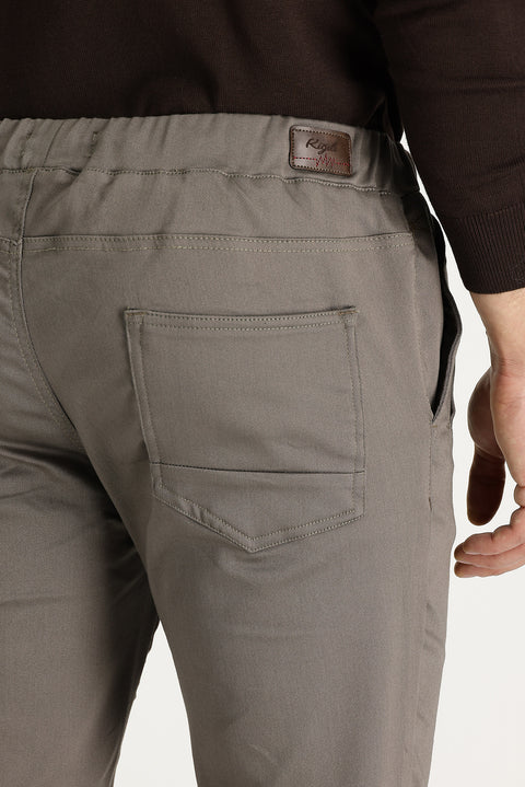 Orta Vizon 7 Drop Slim Fit Dar Kesim Beli Lastikli İpli Likralı Kanvas / Chino Pantolon