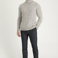 Koyu Füme Slim Fit Dar Kesim Beli Lastikli İpli Desenli Likralı Pantolon