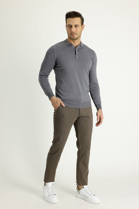 Açık Kahve  Regular Fit Standart Kesim Likralı Kanvas / Chino Pantolon