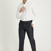 Koyu Füme 7 Drop Slim Fit Dar Kesim Desenli Klasik Kumaş Pantolon