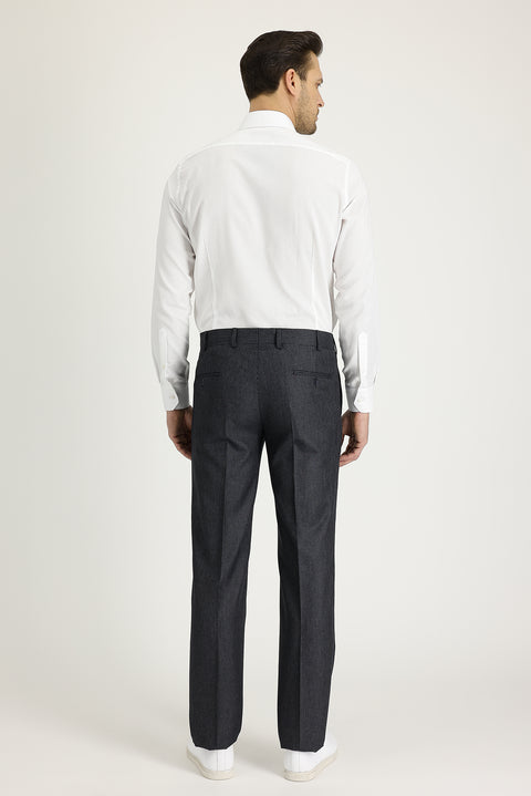 Koyu Füme 7 Drop Slim Fit Dar Kesim Desenli Klasik Kumaş Pantolon