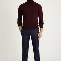 Açık Lacivert Slim Fit Dar Kesim Yünlü Klasik Kumaş Pantolon