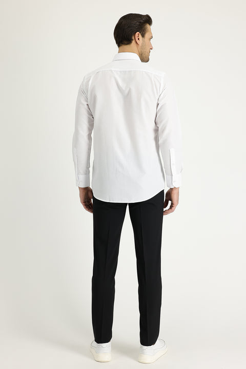 Siyah 6 Drop Regular Fit Standart Kesim Yünlü Klasik Kumaş Pantolon