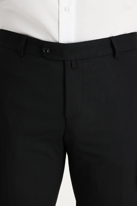 Black 7 Drop Slim Fit Narrow Cut Classic Wool Fabric Trousers