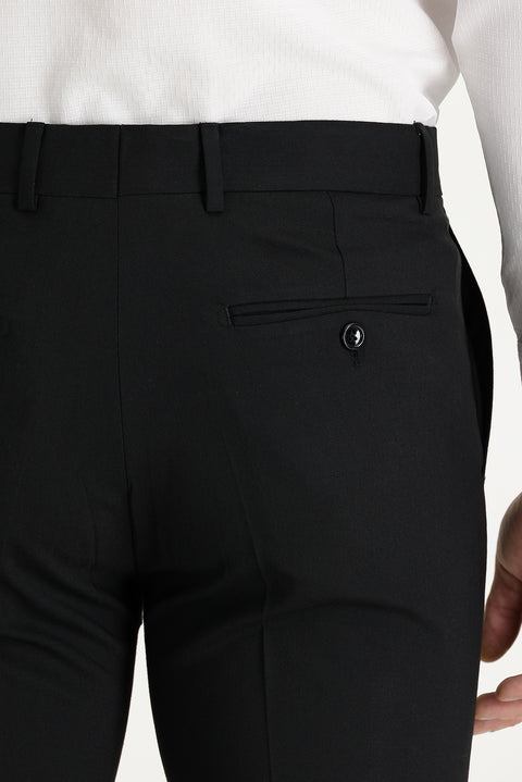 Black 7 Drop Slim Fit Narrow Cut Classic Wool Fabric Trousers