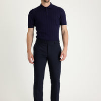 Dark Navy 4 Drop Relaxed Fit Classic Fabric Wool Trousers