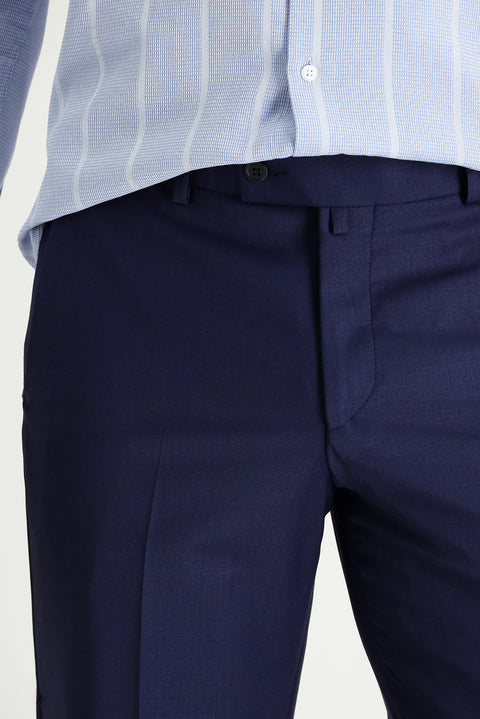 Koyu Lacivert 4 Drop Relaxed Fit Rahat Kesim Yünlü Klasik Kumaş Pantolon
