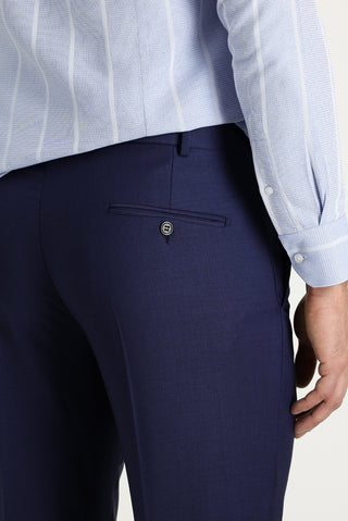  Koyu Lacivert Relaxed Fit Rahat Kesim Yünlü Klasik Kumaş Pantolon