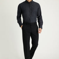 Siyah 4 Drop Relaxed Fit Rahat Kesim Yünlü Klasik Kumaş Pantolon