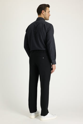  Siyah 7 Drop Slim Fit Dar Kesim Yünlü Klasik Kumaş Pantolon