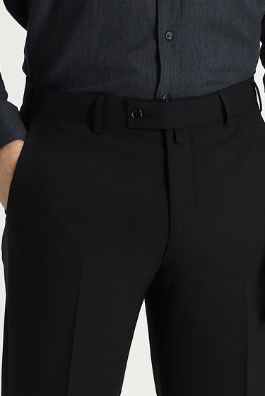  Siyah Slim Fit Dar Kesim Yünlü Klasik Kumaş Pantolon