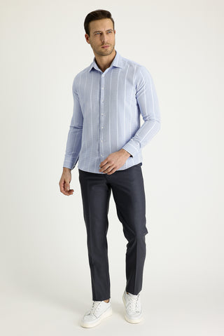  Titanyum Gri Slim Fit Dar Kesim Yünlü Klasik Kumaş Pantolon