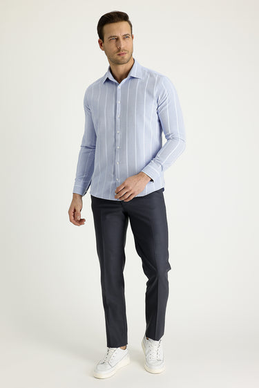  Titanyum Gri Slim Fit Dar Kesim Yünlü Klasik Kumaş Pantolon