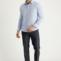 Titanyum Gri 7 Drop Slim Fit Dar Kesim Yünlü Klasik Kumaş Pantolon