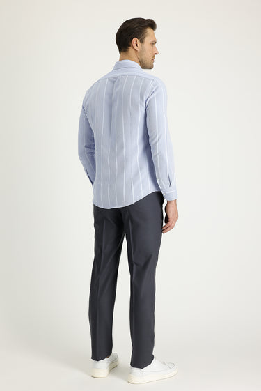  Titanyum Gri Slim Fit Dar Kesim Yünlü Klasik Kumaş Pantolon