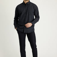 Siyah Lacivert 6 Drop Regular Fit Standart Kesim Yünlü Klasik Kumaş Pantolon