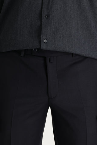  Siyah Lacivert Slim Fit Dar Kesim Yünlü Klasik Kumaş Pantolon