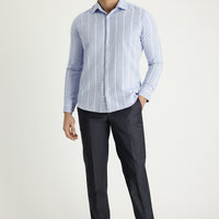 Koyu Füme 7 Drop Slim Fit Dar Kesim Yünlü Klasik Kumaş Pantolon