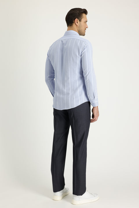 Koyu Füme 4 Drop Relaxed Fit Rahat Kesim Yünlü Klasik Kumaş Pantolon