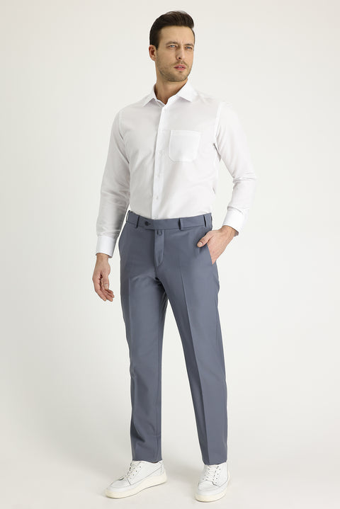Orta Gri 6 Drop Regular Fit Standart Kesim Yünlü Klasik Kumaş Pantolon