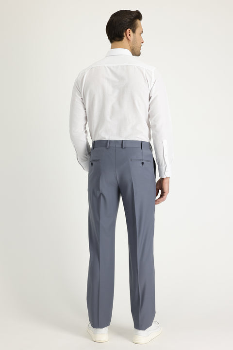 Orta Gri 6 Drop Regular Fit Standart Kesim Yünlü Klasik Kumaş Pantolon