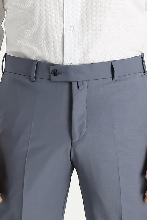 Medium Grey 7 Drop Slim Fit Narrow Cut Classic Wool Fabric Trousers