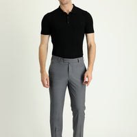 Orta Gri Slim Fit Dar Kesim Yünlü Klasik Kumaş Pantolon