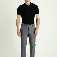 Orta Gri 4 Drop Relaxed Fit Rahat Kesim Yünlü Klasik Kumaş Pantolon