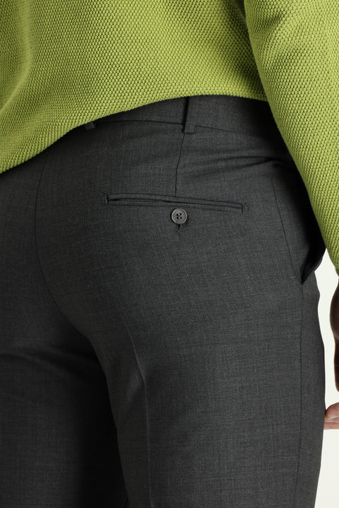 Metalik Gri 4 Drop Relaxed Fit Rahat Kesim Yünlü Klasik Kumaş Pantolon