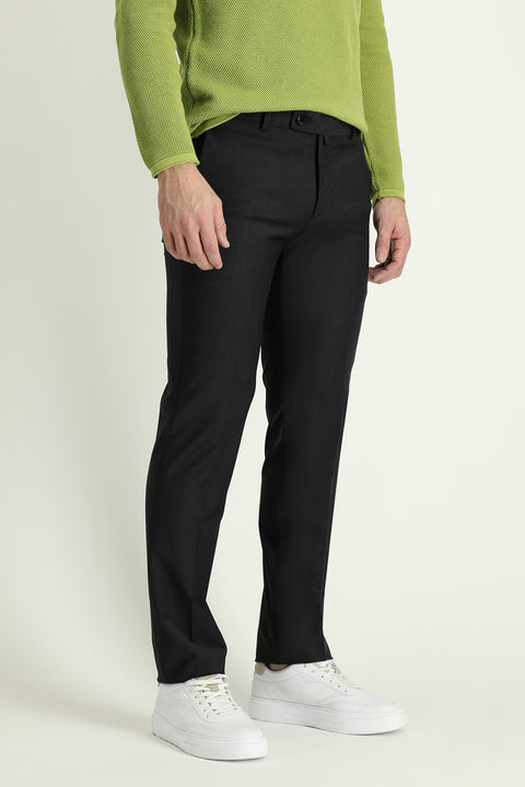 Açık Antrasit 4 Drop Relaxed Fit Rahat Kesim Yünlü Klasik Kumaş Pantolon