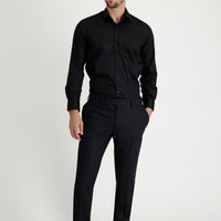 Siyah Yünlü Klasik Kumaş Pantolon