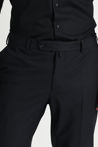  Siyah Relaxed Fit Rahat Kesim Yünlü Klasik Kumaş Pantolon