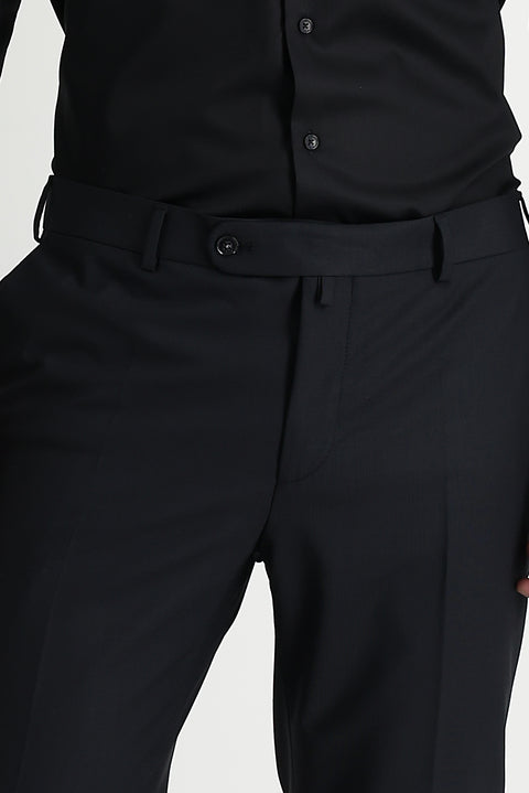 Siyah 6 Drop Regular Fit Standart Kesim Yünlü Klasik Kumaş Pantolon