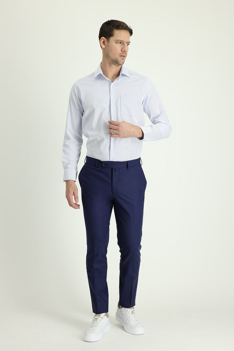 Medium Navy 6 Drop Regular Fit Standard Cut Classic Fabric Wool Trousers