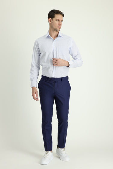  Orta Lacivert Regular Fit Yünlü Klasik Kumaş Pantolon