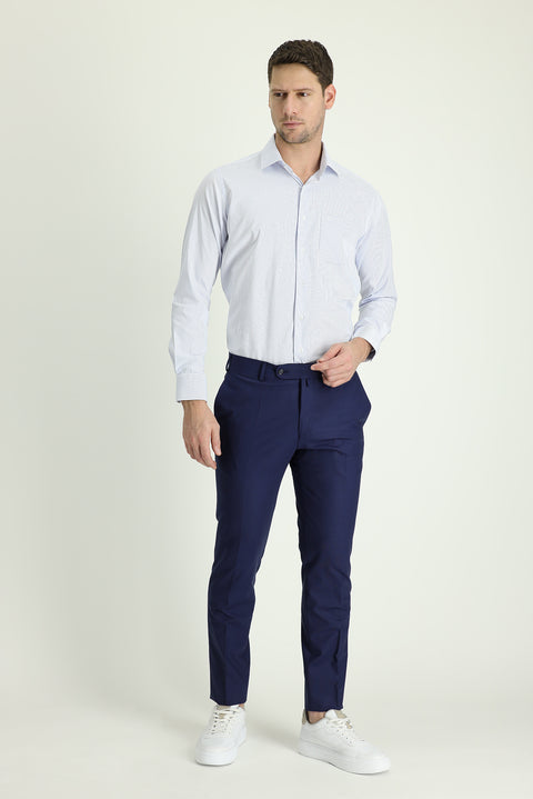 Medium Navy 6 Drop Regular Fit Standard Cut Classic Fabric Wool Trousers