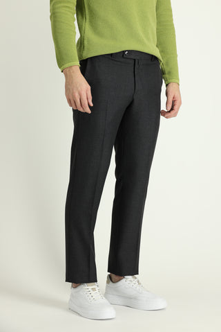  Orta Füme 4 Drop Relaxed Fit Rahat Kesim Yünlü Klasik Kumaş Pantolon