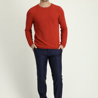 Orta Lacivert Slim Fit Dar Kesim Yünlü Klasik Kumaş Pantolon