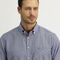 Orta Lacivert Uzun Kol Regular Fit Ekose Gömlek