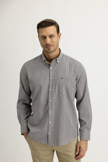 Orta Kahve Uzun Kol Regular Fit Ekose Gömlek