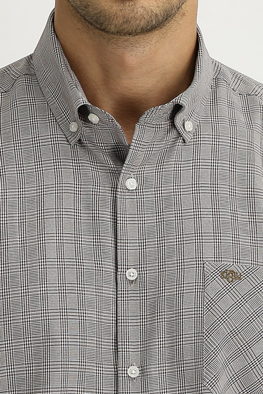 Orta Kahve Uzun Kol Regular Fit Ekose Gömlek