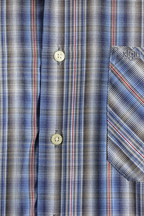 Havacı Mavi Uzun Kol Regular Fit Ekose Pamuklu Kolay Ütülenebilir Düğmeli Yaka Gömlek