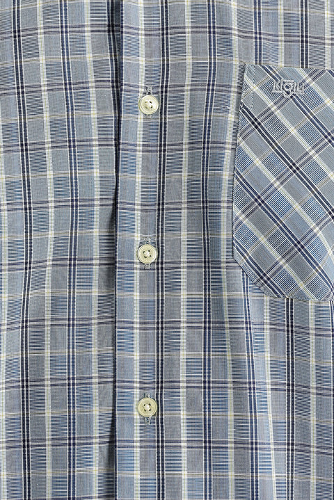 Açık Mavi Uzun Kol Regular Fit Ekose Düğmeli Yaka Gömlek