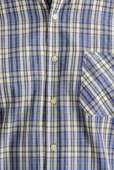 Açık Lacivert Uzun Kol Regular Fit Ekose Düğmeli Yaka Gömlek