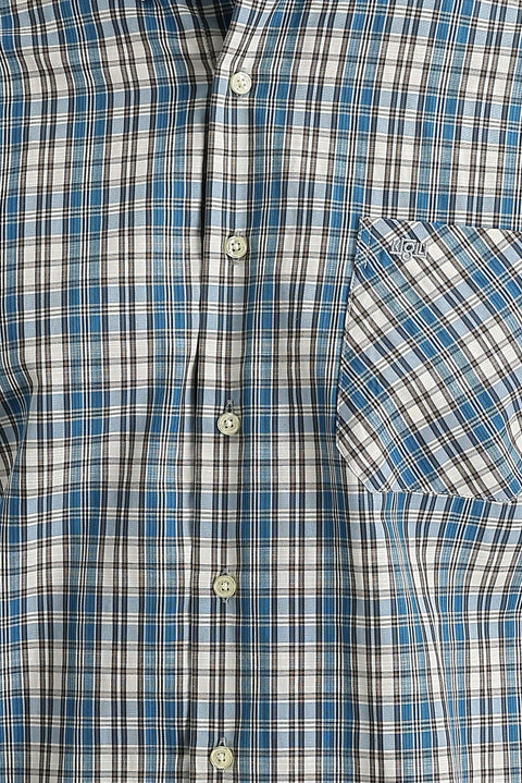 Mavi Uzun Kol Regular Fit Ekose Pamuklu Düğmeli Yaka Gömlek