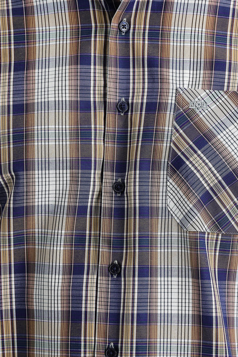 Orta Kahve Uzun Kol Regular Fit Ekose Gömlek