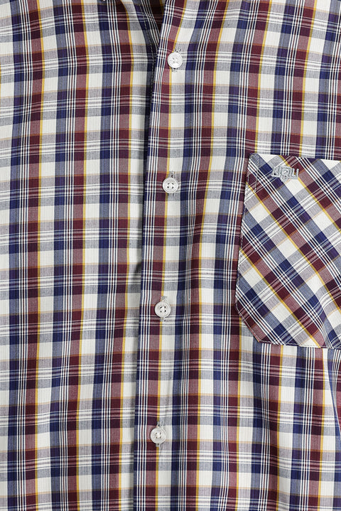 Açık Bordo Uzun Kol Regular Fit Ekose Gömlek